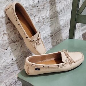 J. Crew Leather Driving Loafers Women's Sz 10 Cream Moccasins, Preppy Chic